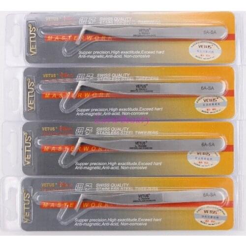 Free Shipping Genuine Vetus 6A-SA Non-magnetic Stainless Steel Precision makeup set Volume Tweezers for 3D-6D Eyelash Extensions