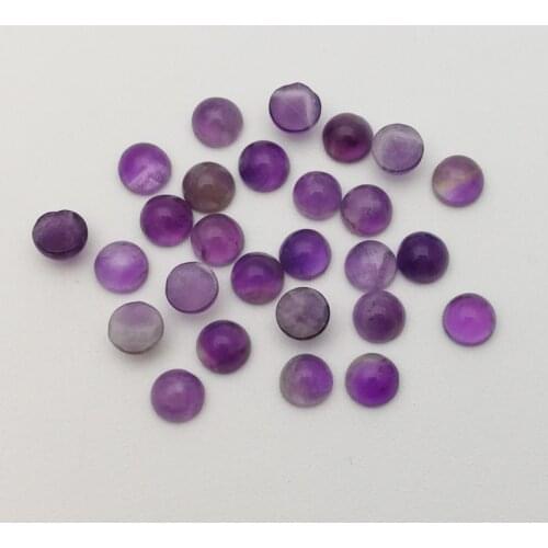 Fashion Natural Amethyst Stone Beads 4 5 6 8 10 12MM round cabochon Ring accessories 50Pcs Free shipping no hole Flat-bottomed
