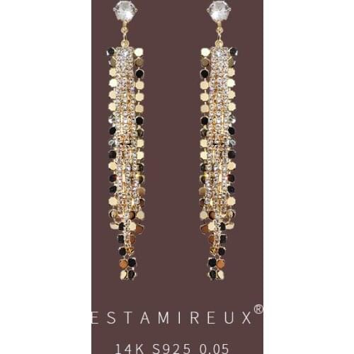 Earring long temperament metal wind exaggerated personality fashion no earhole female earring senior sense round face ear stud