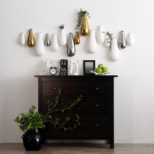 European Wall Hanging Ceramic Vase Decorative Ornaments Home Wall Living room Background Water Drop Flower Pots Crafts Decor Art