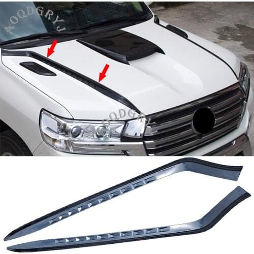 Glossy Black Engine Hood Molding Trim Decor strips Stickers For Toyota Land Cruiser LC200 2016-2020 Car Styling Accessories
