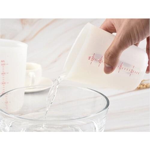 Baking tools silicone measuring cup visible semi-permeable double scale macaron soft milk cups kitchen tool