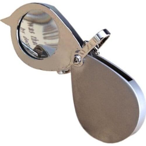 30mm 3X Pocket Folding Magnifier Reading Magnifying Glass Loupe With Key Chain Silver