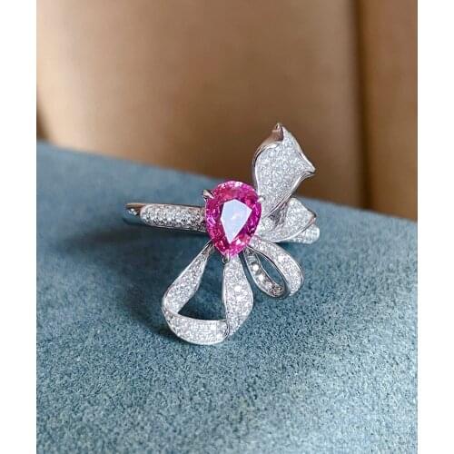 LR Ruby Ring Fine Jewelry Solid 18K Gold Nature Red Ruby 1.21ct Diamonds Rings for Women Fine Presents