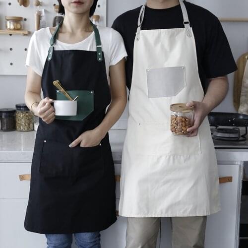 Korean Apron Fashion Leather Strap Oil-proof Restaurant Waiter Manicurist Barista Work Clothes