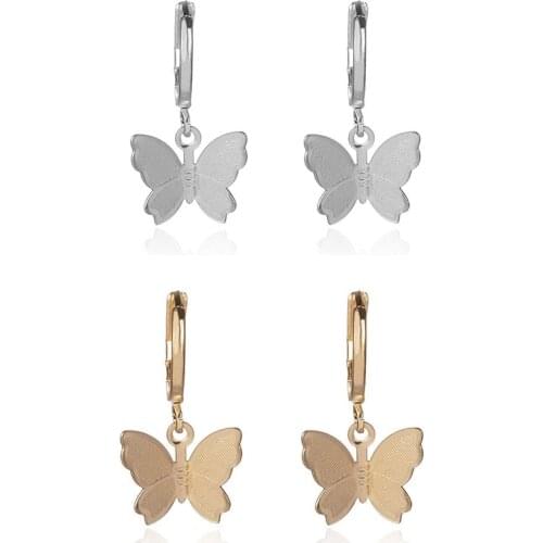 Small Frosted Butterfly Earrings Female Super Fairy Temperament Girlish Style Fresh Earring Hoop Earrings