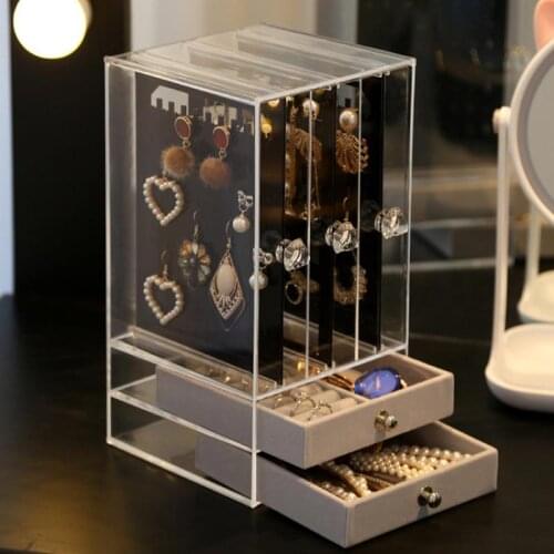 Multifunction Acrylic Earring Necklace Jewelry Box Bracelet Ring Watch Storage Rack Home Personal Jewelry Collection Shelf