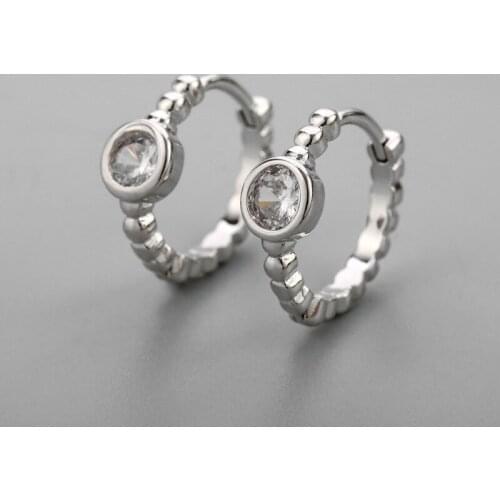 925 Sterling Silver Round Charms Stud Earrings For Women Girls Wedding Party 2021 New Punk Jewelry eh1320