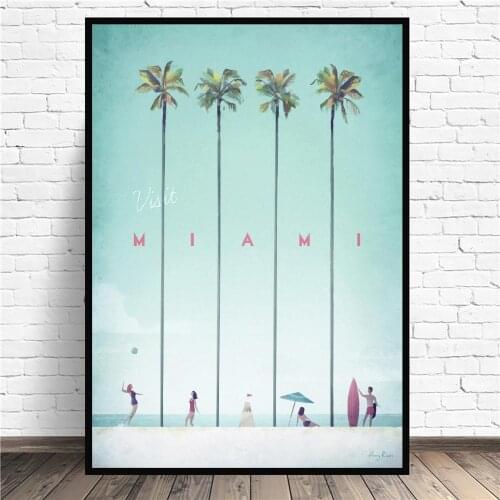 Seascape Miami Minimalist Travel Canvas Art wall painting Print Wall Poster Living Room home Decoration Frame