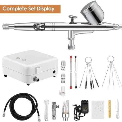 Airbrush kit with Compressor Dual-Function Airbrush Spray Gun Set with Automatic Shutdown Compressor for Makeup Nail Art Tattoos