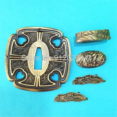 A Set Alloy Tsuba Guard For Japanese Samurai Sword Katana Fitting Accessory