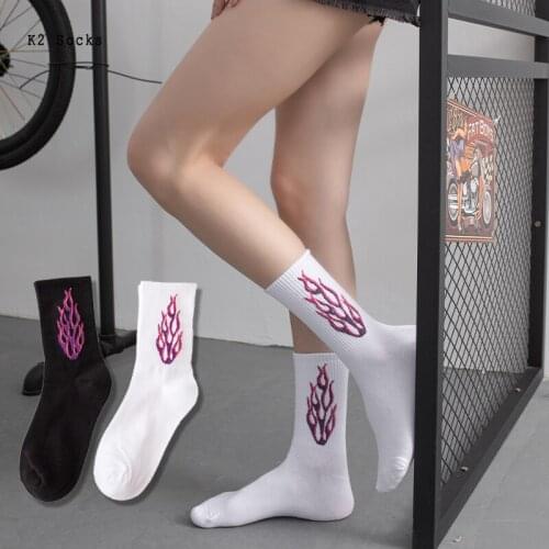 New Fashion Flame Simplicity Socking Cotton Black White Earth Harajuku Happy Funny Soft Sport Hip Hop Korea Men and Women Socks