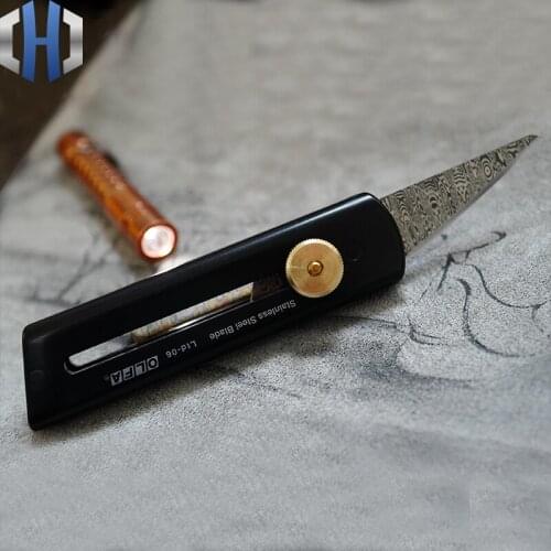 Damascus Utility Knife EDC Outdoor Camping Knife Handmade Carved Knife