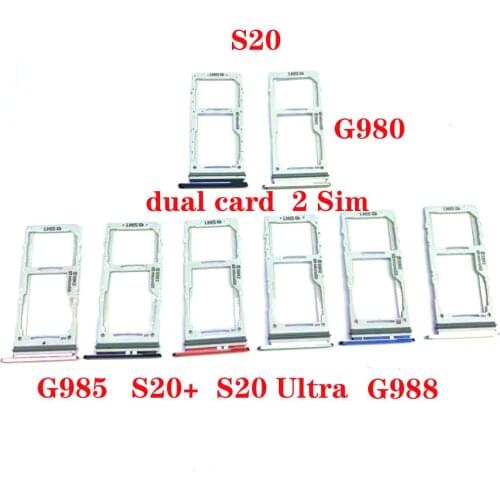 Original DUAL Sim Card Tray SD Card Reader Socket Slot Holder Replacement Part For Samsung S20 S20+ S20 Ultra G980 G985 G988