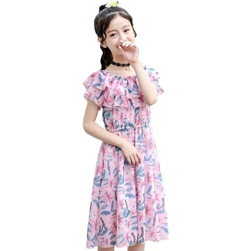 Dress For Girls Floral Dresses For Girl Summer Beach Dress Kids Casual Style Costume For Girls 6 8 10 12 14