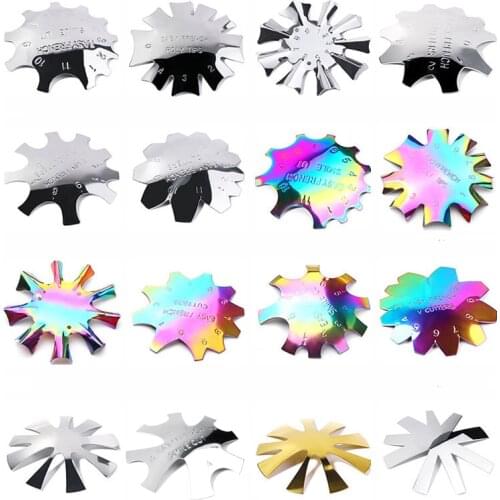 Pro 9 Style Easy French Smile Cut V Line Edge Trimmer Nail Cutter Almond Design Nail Stencil Styling Mold French Manicure Tools