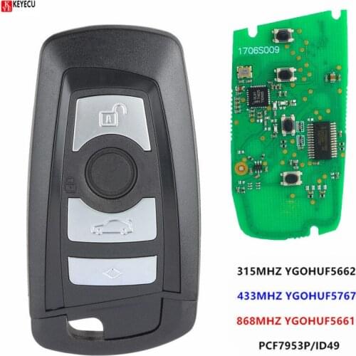 Keyecu 4 Buttons Smart Remote Key For BMW F Chass 5 7 Series FEM/BDC CAS4 CAS4+ 315MHz YGOHUF5662,434MHz HUF5767,868MHz HUF5661