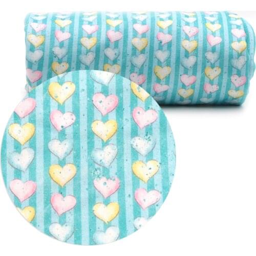 LOVE Heartbeat xoxo 4 Ways Stretch Knit Cotton Fabric Sewing Quilting Fabrics Needlework Material DIY Handmade Cloth,c13691