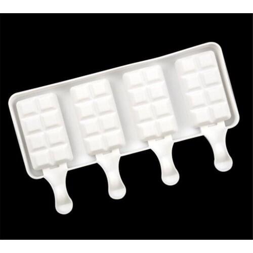 5pcs/lot Silicone Ice Cream Molds 4 Cell Ice Cube Tray Food Safe Popsicle Maker DIY Homemade Freezer Ice Lolly Mould
