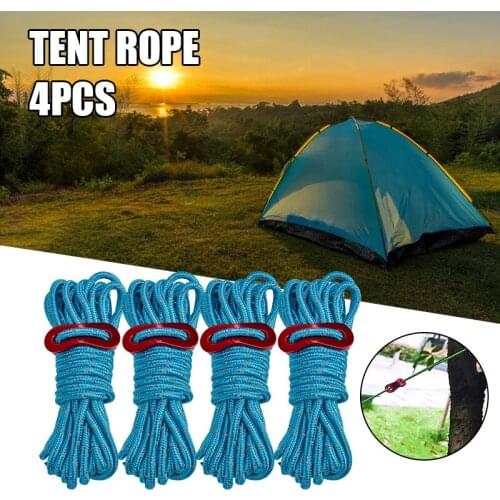 New Outdoor Tent Reflective Cords Lightweight Camping Rope with Aluminum Alloy Buckle Thick Rope for Tent Tarp Shelter NOV99
