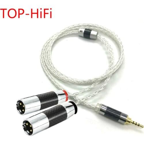 TOP-HiFi 7N OCC Silver Plated 4.4mm/3.5mm/2.5mm TRRS Balanced to Dual 2x 3pin XLR Balanced Male Audio Adapter Cable