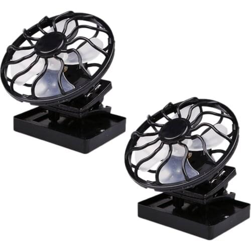 2Pcs Convenient Solar Sun Power Panel Fan Outdoor Cap Clip Cooler Outdoor Travel Hiking Fishing