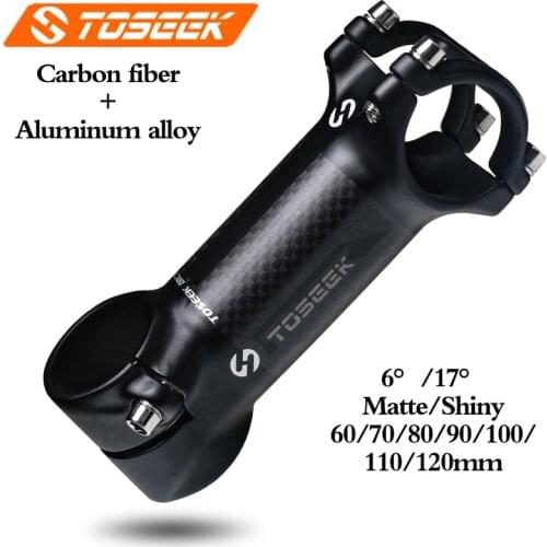 TOSEEK Ultralight Bike Stem 6degree 17degree MTB Road Bicycle Stem 31.8mm 60/70/80/90/100/110/120mm Handlebar Stem Bike Part
