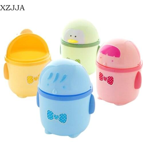 XZJJA Cartoon Mini Desktop Dustbin Sundries Barrel Bins Storage Box Desktop Garbage Box Vehicle-mounted Office Storage Container