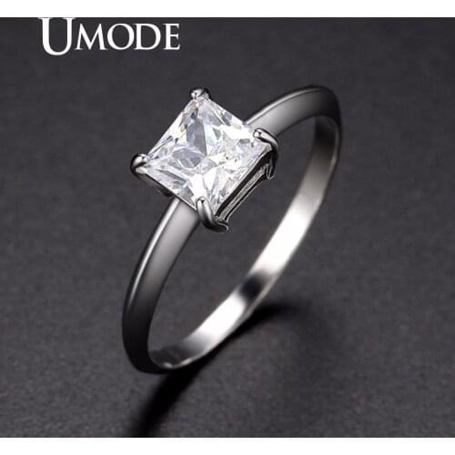 UMODE Modern Engagement Wedding Promise Rings for Women Female Luxury 0.75ct Crystal Stone Finger Jewelry anillos UR0404