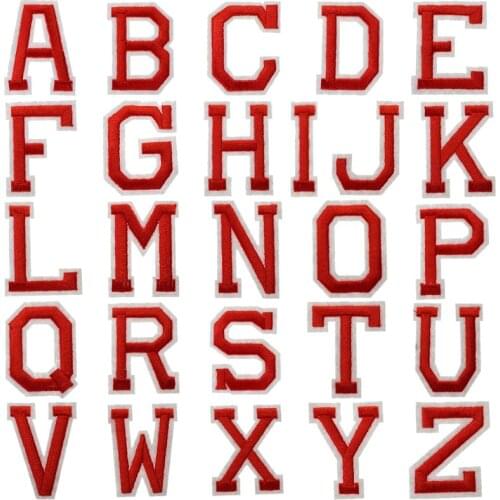 1pc English Letters Big Red 26 Mixed Embroidery Patch DIY Decorative Clothing Applique Delicate Embroidery Letter Stickers