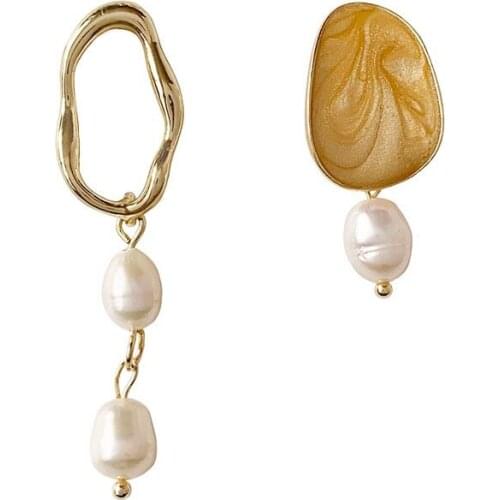 10 pair/ lot fashion jewelry metal cute enamel irregualr metal pearl earrings