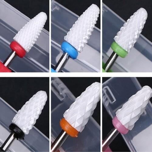 10PCS Ceramic Nail Drill Bit For Electric Machine Milling Cutter For Manicure Pedicure Files Reinforce Nail Art Polishing Remove