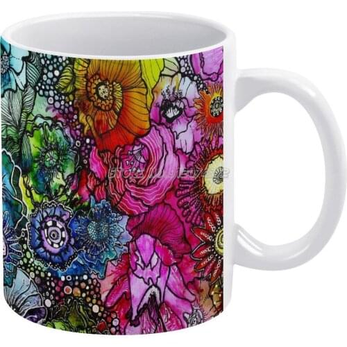 Floral 2 Coffee Mugs High Fashion Luxury Pattern Ceramic Mug Custom Cup Mugs Coffee Cups Ceramic Floral 2 Colorful Flowers Moder