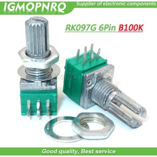 5PCS RK097G 10K single linked B10K with a switch audio 6pin shaft 15mm power amplifier sealing potentiometer IGMOPNRQ