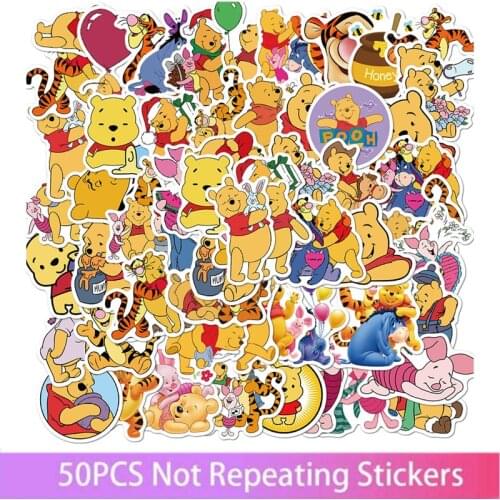 50pcs Cartoon Can Be Wholesale Winnie The Pooh Graffiti Stickers Luggage Laptop Waterproof Without Leaving Glue Stickers Toys