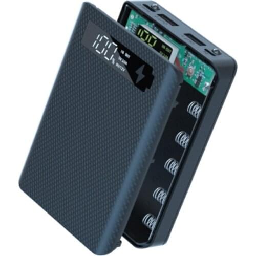 72XB 5 Slot Batteries Container Detachable Power Bank Holder Case DIY Shell 18650 Dual USB Battery Holder Case