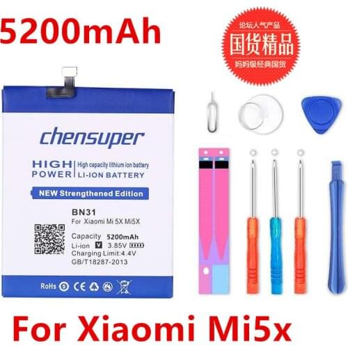 Chensuper 5200mAh BN31 For Xiaomi Mi 5X Mi5X Redmi Note 5A 5A Pro Battery For Xiaomi Mi A1 / Redmi Y1 Lite+Tracking Number