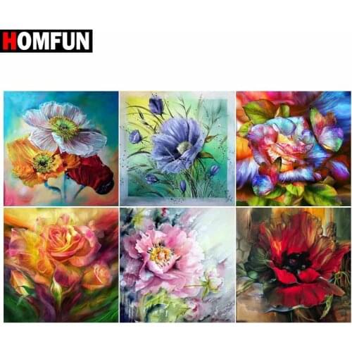 HOMFUN Diamond Painting Full Square/Round Diamond "Rose flower" Pattern Embroidery Cross Stitch 5D Rhinestone Painting