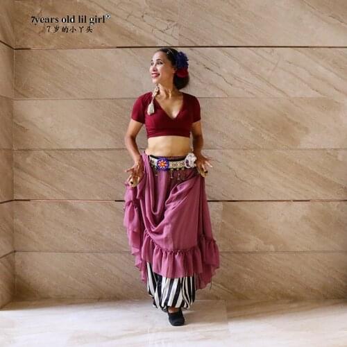 Ats Tribal Belly Dance Top Lycra Choli Short Sleeve Womens Costume ELL07