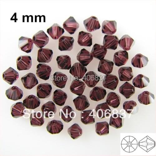 Free Shipping! 720pcs/Lot, Chinese Top Quality 4mm Amethyst Crystal Bicone Beads