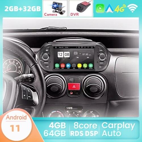 Carplay 7“ Android 11 For FIAT Fiorino Qubo Citroen Nemo Peugeot Bipper GPS Navigation Car Multimedia Player Auto Radio Stereo