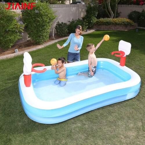 Children Inflatable Basketball Two Rings Swimming Pool With Ball Basket 54122 Pvc Entertainment Paddling Pools Competitive Game