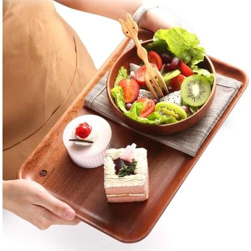 Home Wood Plates Storage Dishes for Food Cake Tray Fruit Dishes Saucer Dessert Dinner Bread Pizza Tea Coffee