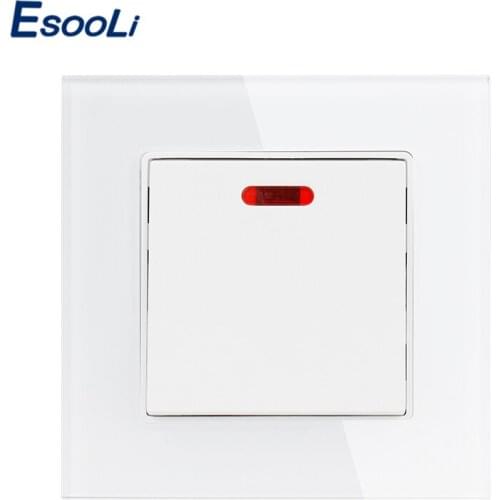 Esooli 20A/45A Switch With Neon Crystal Glass Panel Kitchen Water Heater On / Off Wall Switch Air Condition Interruptor