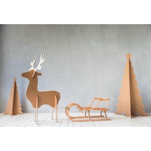 Christmas Backdrop Paper Elk Sleigh Xmas Tree Photography Background Happy New Year Party Decoration Photo Booth Studio Props