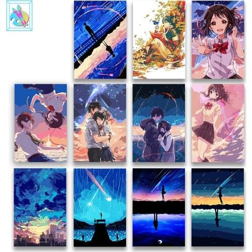 Your name anime Picture DIY painting by numbers anime Colouring Zero Basis HandPainted Oil Painting Unique Gift Home Decor