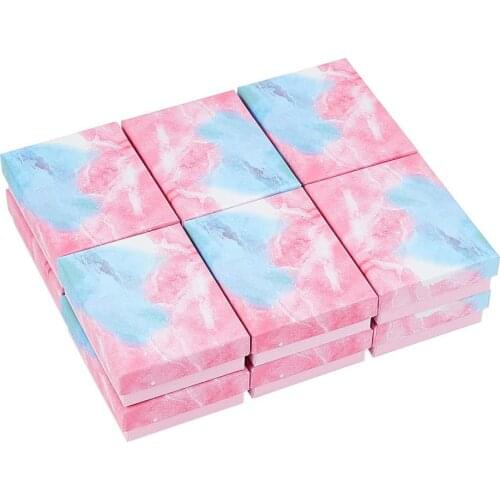 Gradient Color Jewelry Cardboard Box Bracelet Necklace Display Packaging Boxes with Sponge Inside 18pcs/24pcs