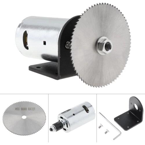 24V 555 Motor Table Circular Saw Kit with Ball Bearing Mounting Bracket and 60mm Saw Blade for Cutting Polishing Engraving