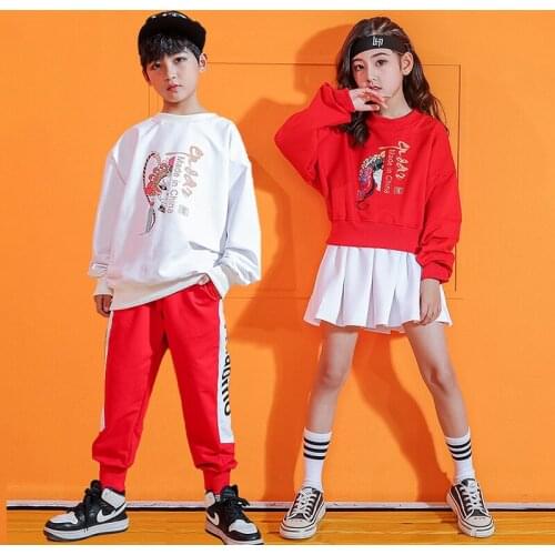 Fashion Jazz Dance Costumes Kids Hip Hop Street Dance Performance Clothing Boys Girls Opera Printing Dancing Rave Outfit DC3231