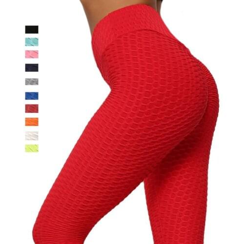 Red Yoga Leggings High Waist Stretch Yoga Pants Candy Color Peach buttock Sport Tights Fitness Running Joggers Women Gym Wear